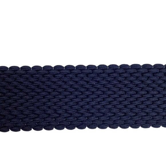 Tommy Bahamas Reversible Mens L/XL Stretch Woven Belt Beige Navy Leather Trim NW - Picture 3 of 6